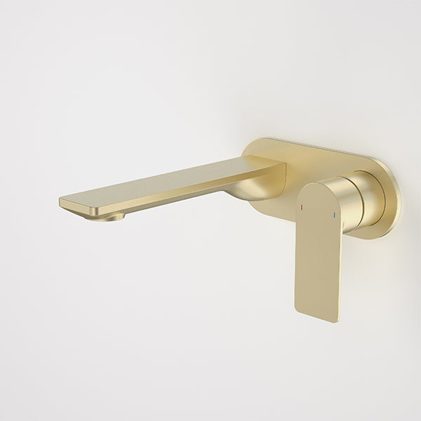 Caroma Urbane II 180mm Wall Basin/Bath Mixer Round Brushed Brass - The Blue Space
