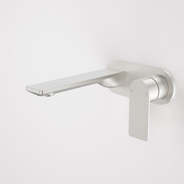 Caroma Urbane II 180mm Wall Basin/Bath Mixer Round Brushed Nickel - The Blue Space