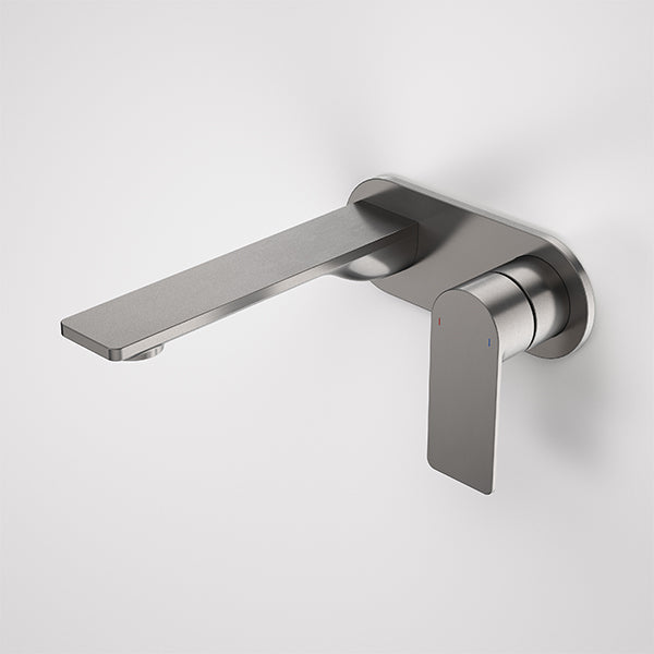 Caroma Urbane II 180mm Wall Basin/Bath Mixer Round Plate Gunmetal - The Blue Space