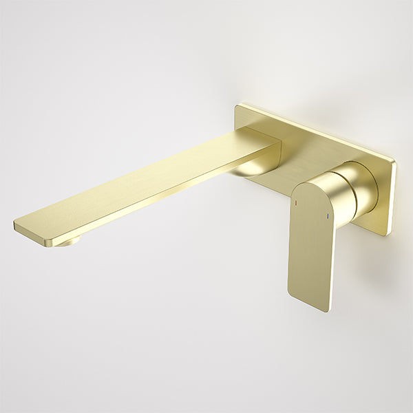 Caroma Urbane II 220mm Wall Basin/Bath Mixer Rectangle Brushed Brass - CLEARANCE