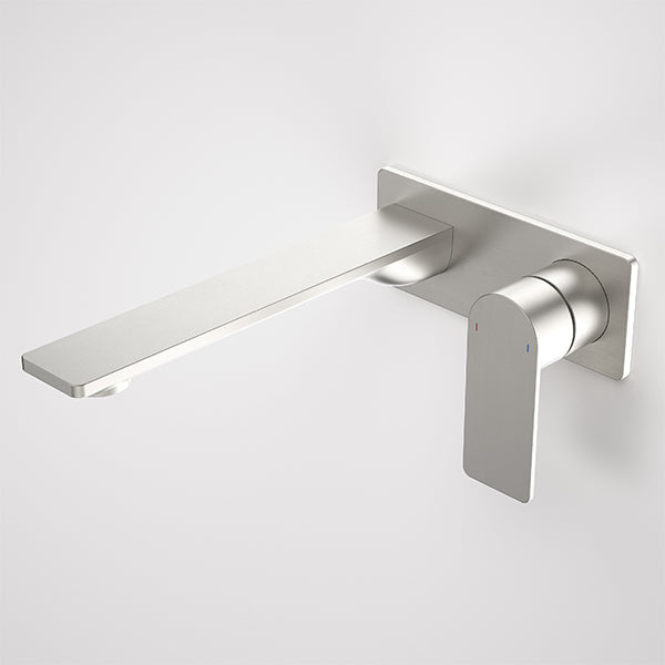 Caroma Urbane II 220mm Wall Basin/Bath Mixer Rectangle Brushed Nickel - The Blue Space