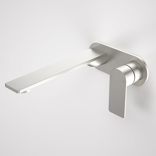 Caroma Urbane II 220mm Wall Basin/Bath Mixer Round Brushed Nickel - The Blue Space
