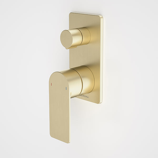 Caroma Urbane II Bath/Shower Mixer with Diverter Rectangle Brushed Brass - The Blue Space