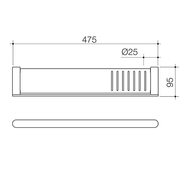 Caroma Urbane II Metal Shelf Technical Drawing - The Blue Space