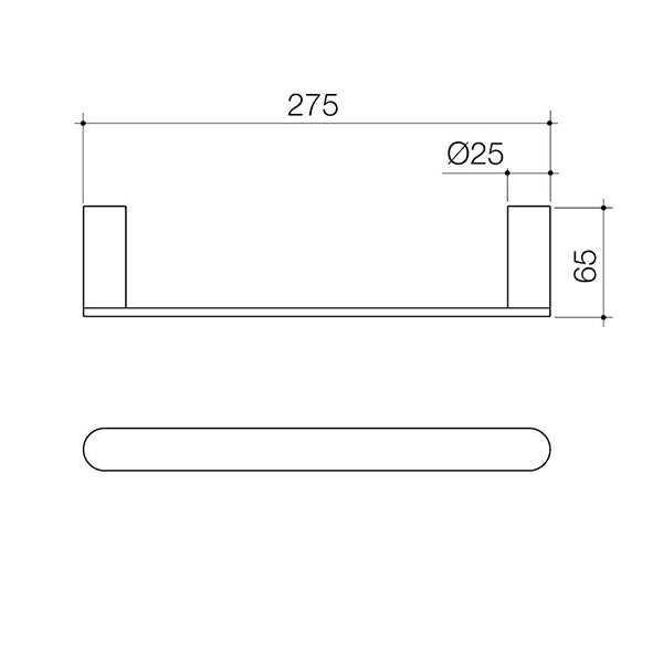 Caroma Urbane II Hand Towel Rail Technical Drawing - The Blue Space