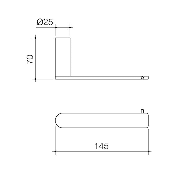 Caroma Urbane II Toilet Roll Holder Technical Drawing - The Blue Space