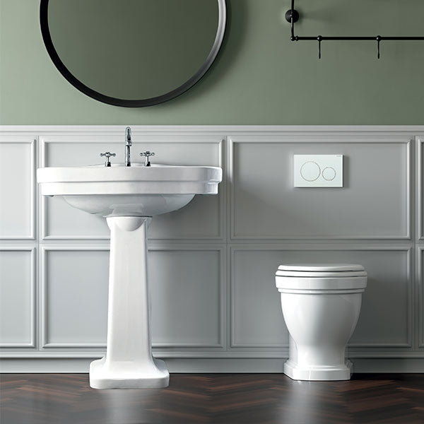 Claremont Floor Mounted Pan With Soft Close Quick Release Seat - Online at The Blue Space