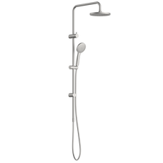 Clark Round II Rail Shower with Overhead - Brushed Nickel - The Blue Space