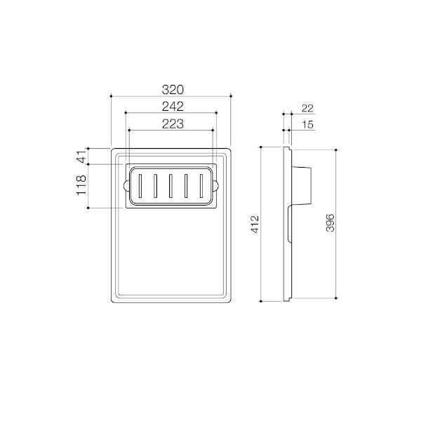 Clark Prism Chopping Board and Stainless Steel Colander Set Technical Drawing - The Blue Space
