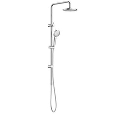 Clark Round II Rail Shower With Overhead Chrome - The Blue Space 