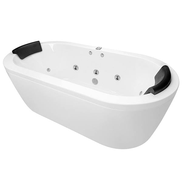 Decina Mintori Contour Freestanding Spa Bath 1790mm with Jets & Headrest White - The Blue Space