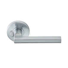 Delf Madrid Privacy Lever Set on Round Rosette Satin Chrome - The Blue Space