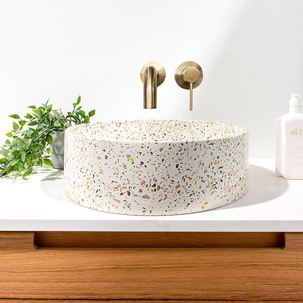 Eight Quarters Terrazzo 390mm Circle Above Counter Basin in Siena - Online at The Blue Space