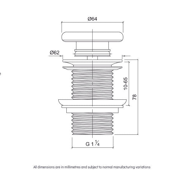 Eight Quarters Terrazzo Basin Plug & Waste Technical Drawing - Online at The Blue Space