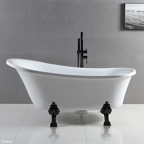 Fienza Claw Foot Freestanding Slipper Bath Matte Black Feet - The Blue Space