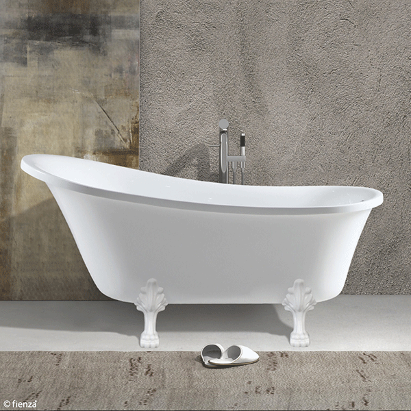 Fienza Claw Foot Freestanding Slipper Bath Semi-Gloss White Feet - The Blue Space
