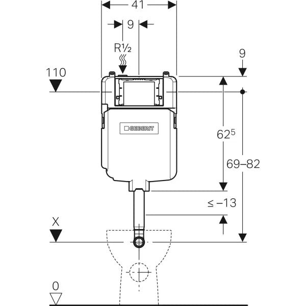 Geberit Sigma In-Wall Cistern Technical Drawing - Online at The Blue Space
