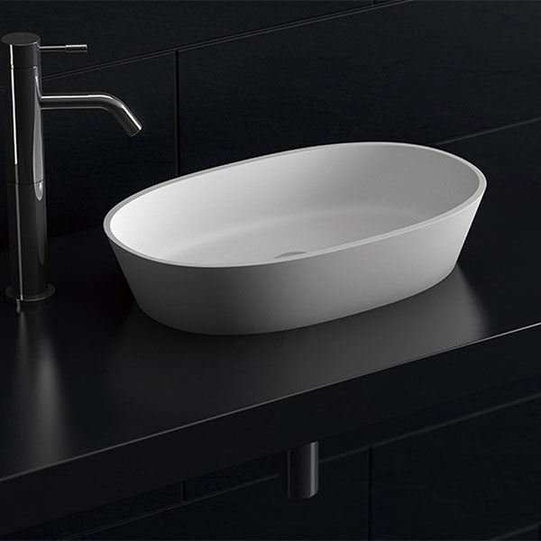 Kaskade Solaya Stone Basin Matte White 600mm- The Blue Space
