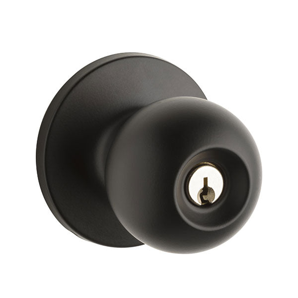 Lane Bala Entrance Knob Set On Round Rosette Matte Black - The Blue Space