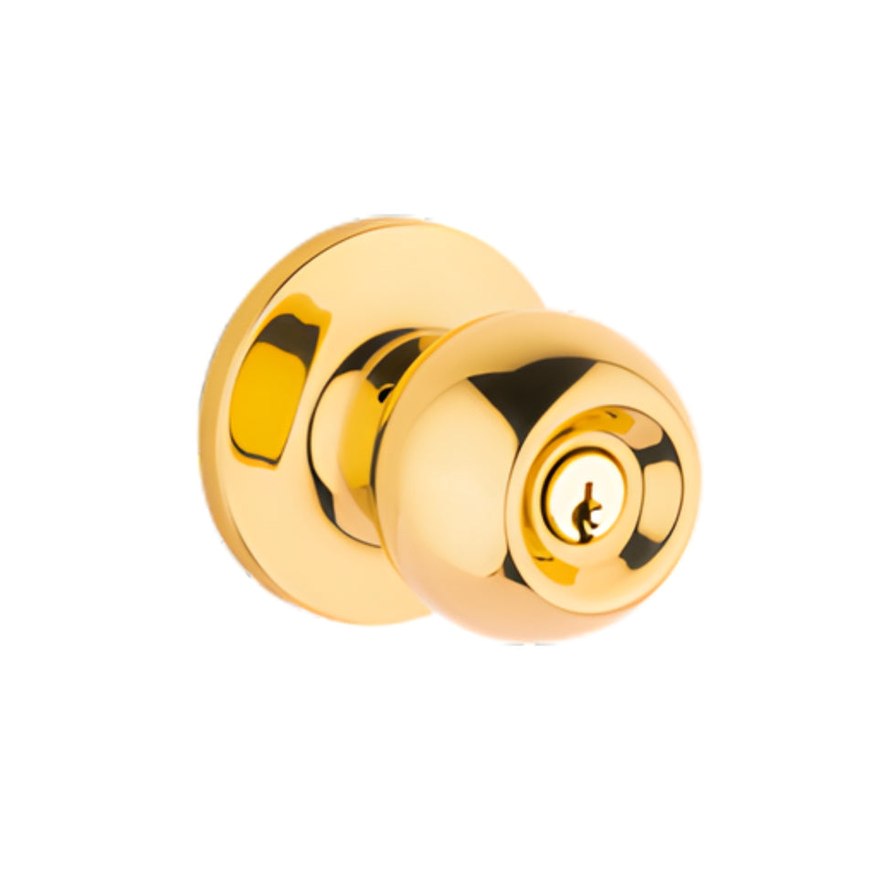 Lane Bala Entrance Knob Door Handle Set On Round Rosette Polished Brass