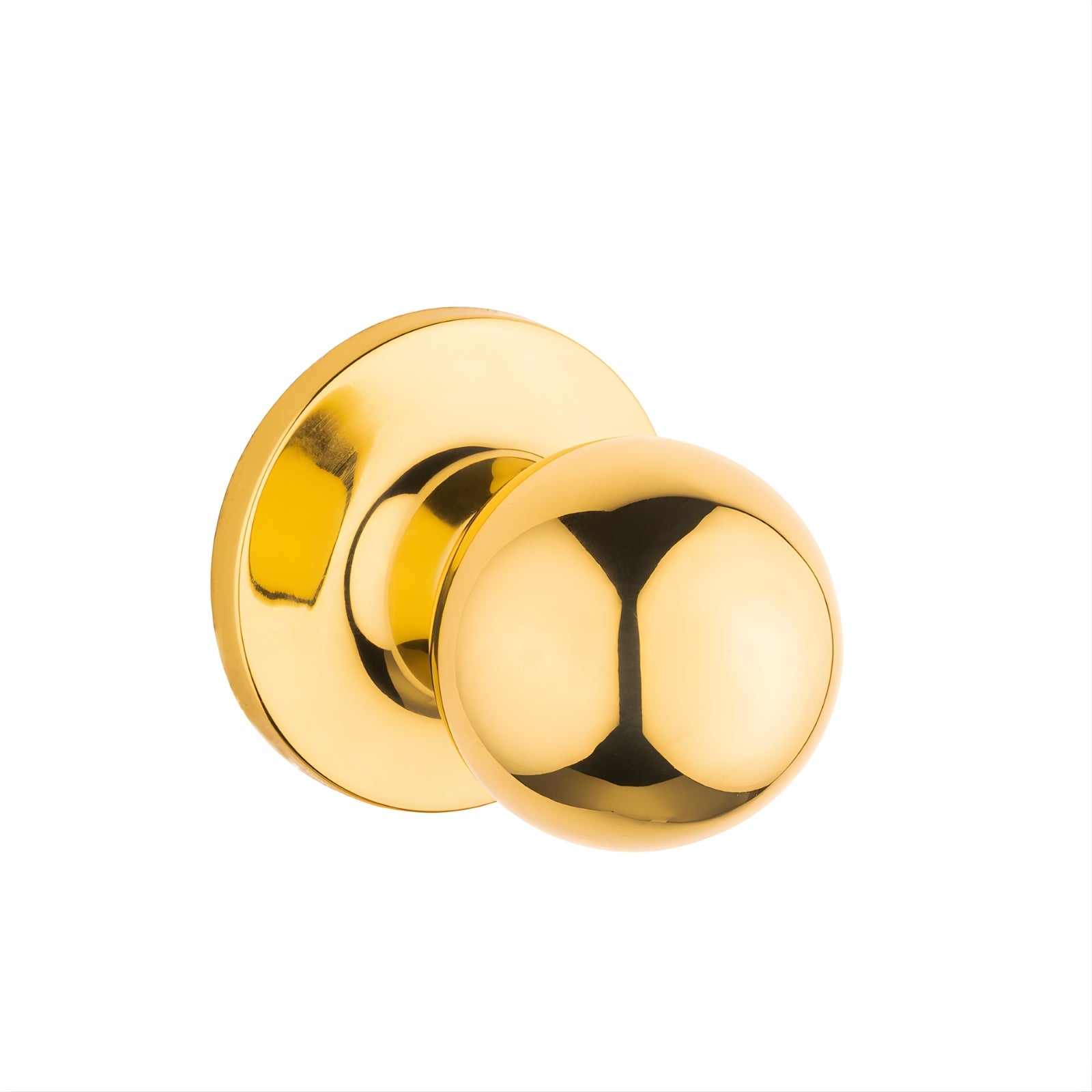 Lane Bala Passage Knob Set On Round Rosette Polished Brass - The Blue Space