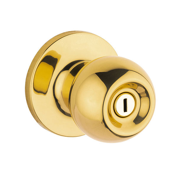 Lane Bala Privacy Knob Set On Round Rosette Polished Brass - The Blue Space