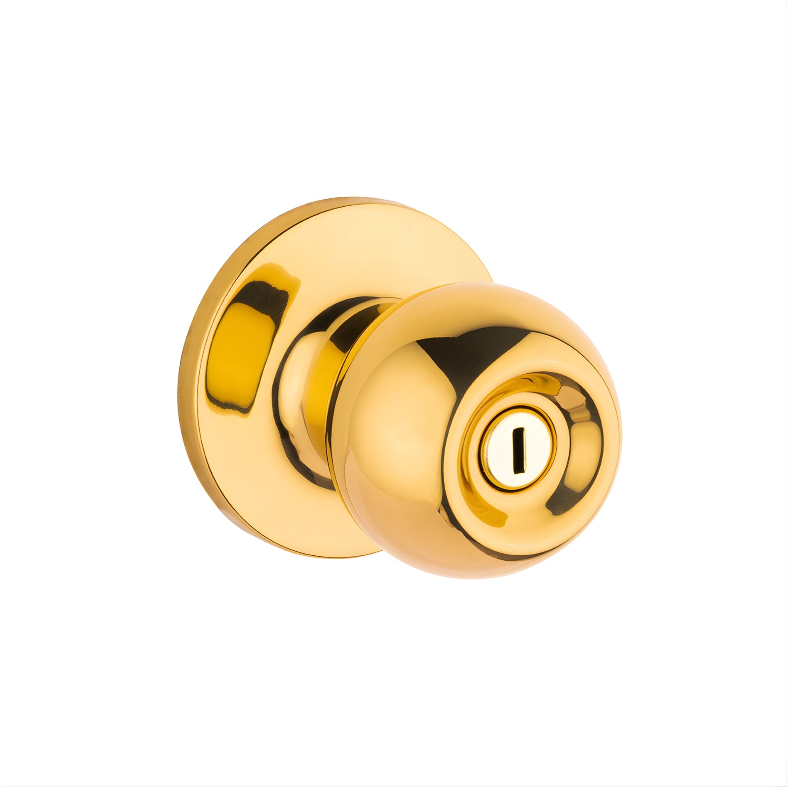 Lane Bala Privacy Knob Set On Round Rosette Polished Brass - The Blue Space