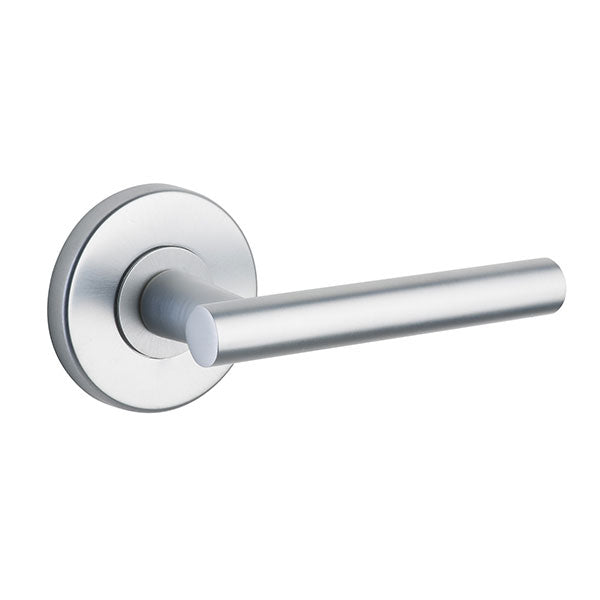 Lane Buckingham Passage Lever Set On Round Rosette Brushed Satin Chrome - The Blue Space