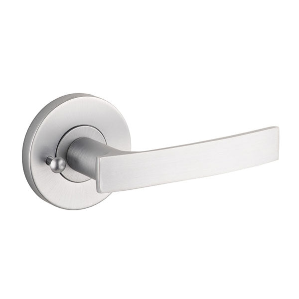 Lane Indigo Privacy Lever Set On Round Rosette Brushed Satin Chrome - The Blue Space