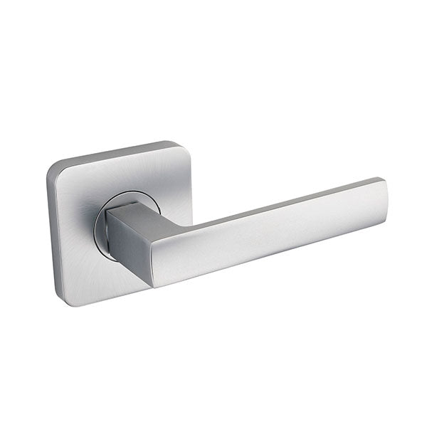 Lane Oxford Passage Lever Set On Square Rosette Brushed Satin Chrome - The Blue Space