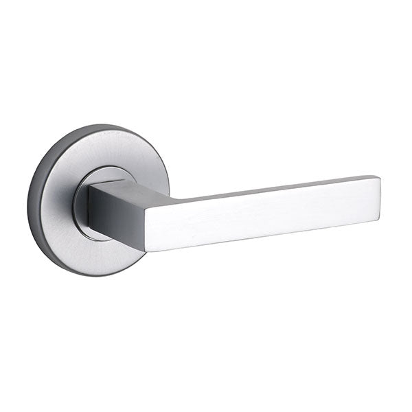 Lane Cambridge Passage Lever Set On Round Rosette Brushed Satin Chrome - The Blue Space