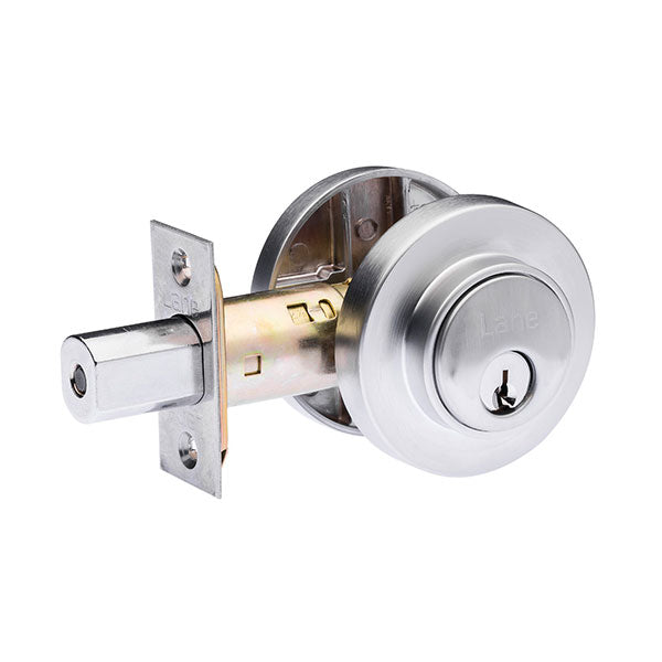 Lane Slimline Single Cylinder Deadbolt Round Brushed Satin Chrome - The Blue Space