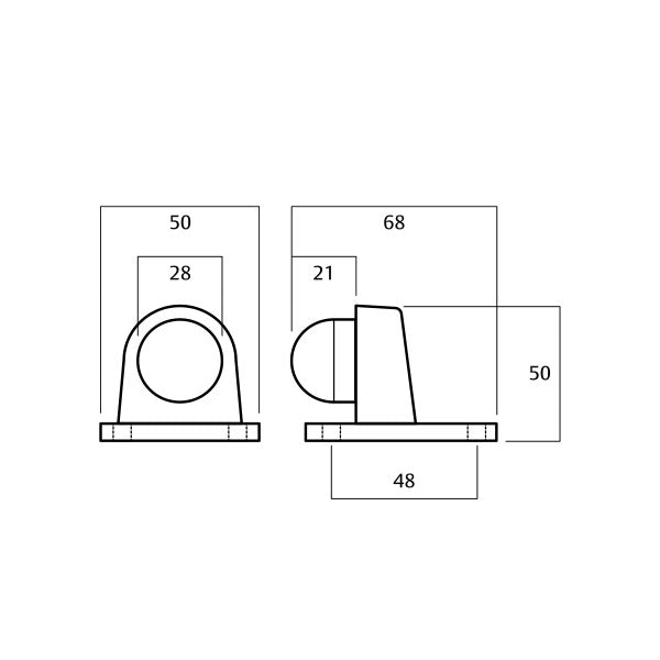 Lockwood A250 Door Stop Technical Drawing - The Blue Space