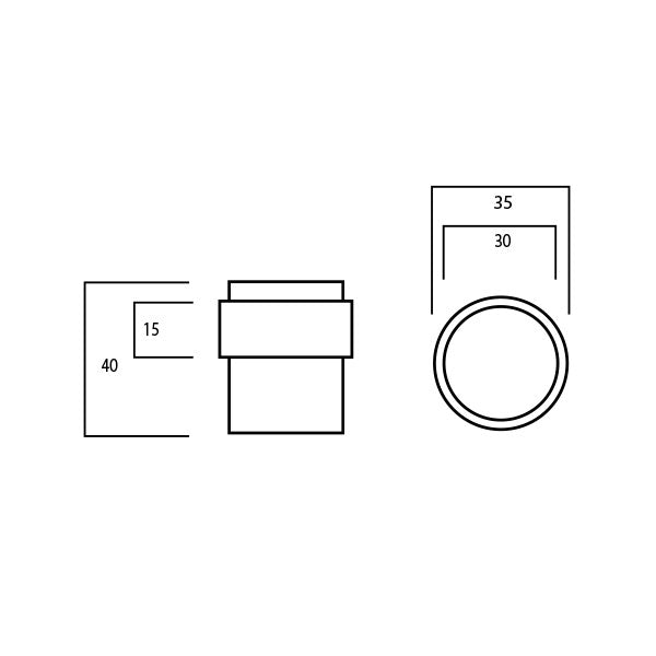 Lockwood A280 Round Door Stop Technical Drawing - The Blue Space