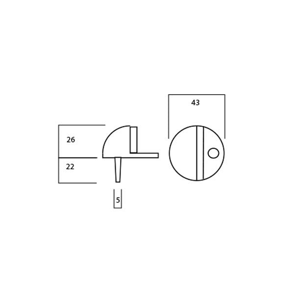 Lockwood A290 Half Moon Door Stop Technical Drawing - The Blue Space