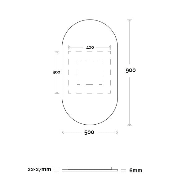 Marquis Capsule Mirror Technical Drawing - The Blue Space