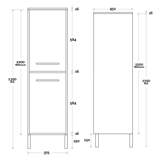 Marquis Palm Tallboy Technical Drawing - The Blue Space