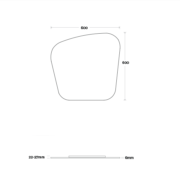 Marquis Solar Mirror 600mm Technical Drawing - The Blue Space
