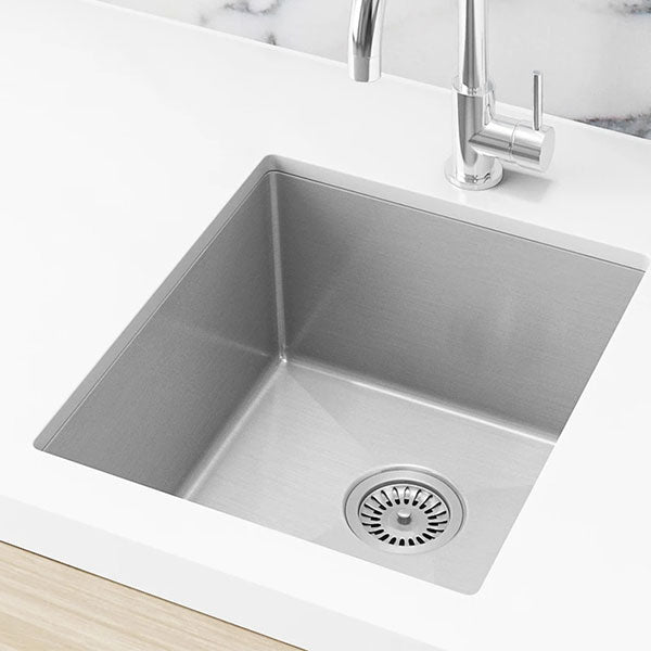 Meir Sink Strainer and Waste Plug Basket with Stopper - Brushed Nickel Lifestyle Image - The Blue Space