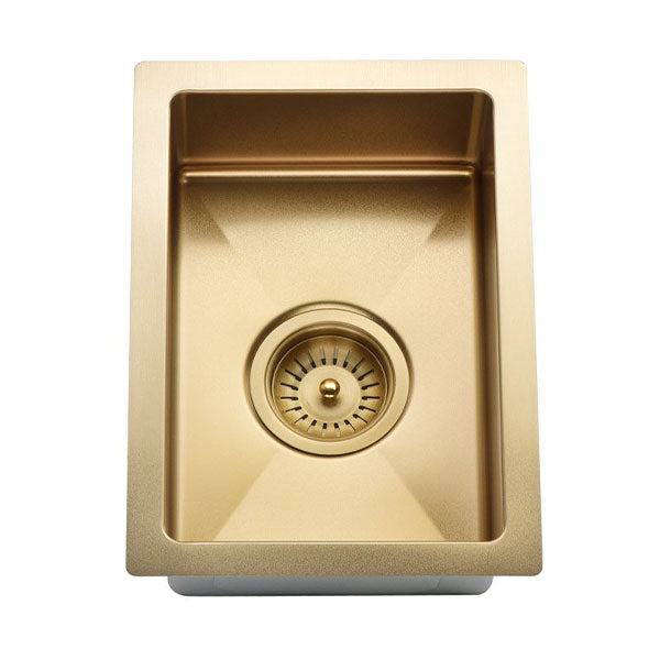 Meir Bar Sink Single Bowl 382mm x 272mm Brushed Bronze Gold Top View - The Blue Space