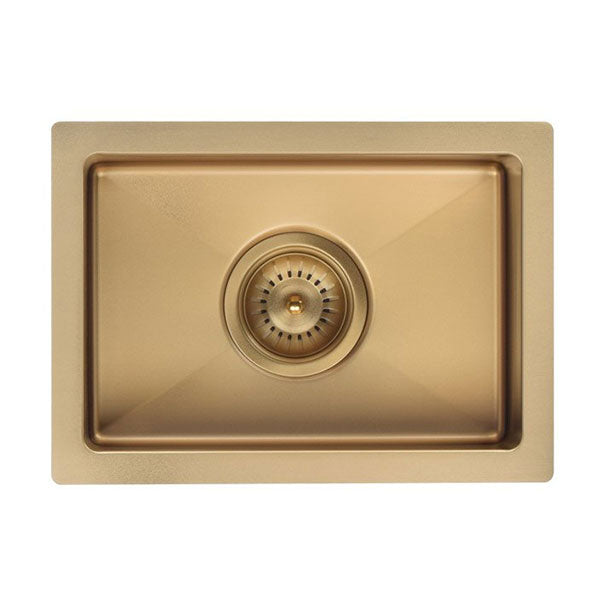 Meir Bar Sink Single Bowl 382mm x 272mm Brushed Bronze Gold Top View - The Blue Space