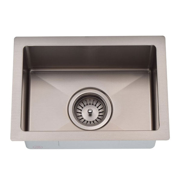 Meir Kitchen Mini Sink Single Bowl 382mm x 272mm Brushed Nickel Top View - The Blue Space