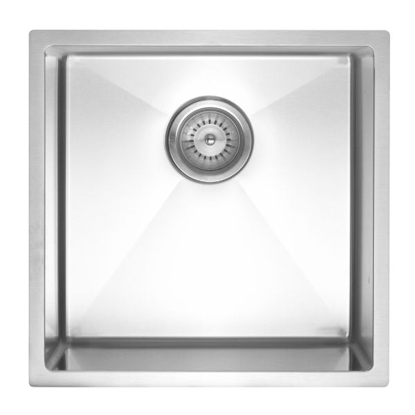 Meir Kitchen Sink Single Bowl 440mm Stainless Steel top front view | The Blue Space