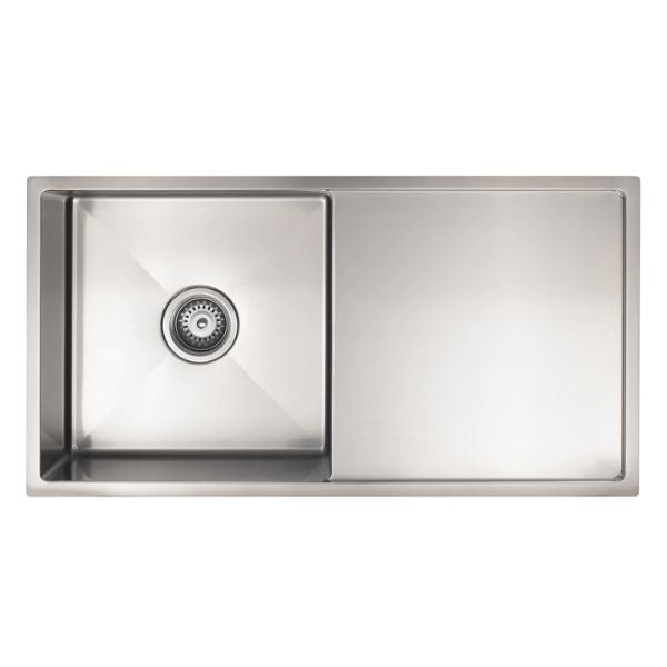 Meir Single Bowl with Drainer Kitchen Sink 840mm - Brushed Nickel