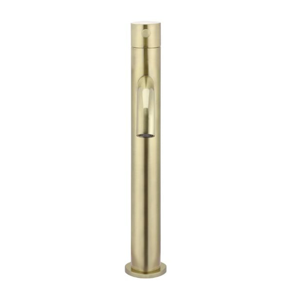 Meir Piccola Tall Basin Mixer - Tiger Bronze in front view - The Blue Space