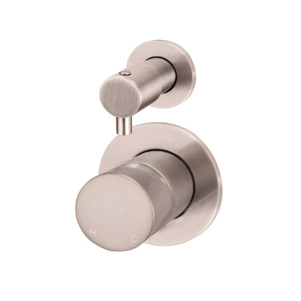 Meir Pinless Round Wall Mixer with Diverter Champagne - The Blue Space