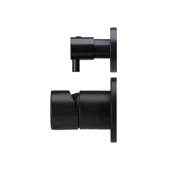 Meir Pinless Round Wall Mixer with Diverter Matte Black in Side view - The Blue Space