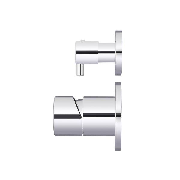 Meir Pinless Round Wall Mixer with Diverter Chrome in Side view - The Blue Space