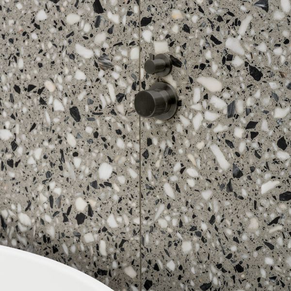 Meir Pinless Round Wall Mixer with Diverter Shadow in Modern Kitchen Design - The Blue Space