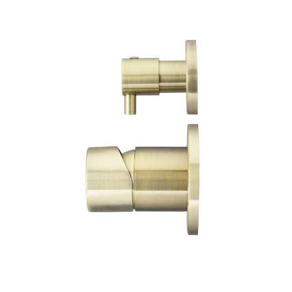 Meir Pinless Round Wall Mixer with Diverter Tiger Bronze in Side view - The Blue Space